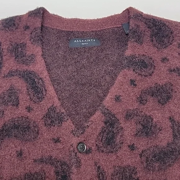 ALLSAINTS MENS BANCAT PAISLEY ALPACA WOOL CARDIGAN - Picture 7 of 16